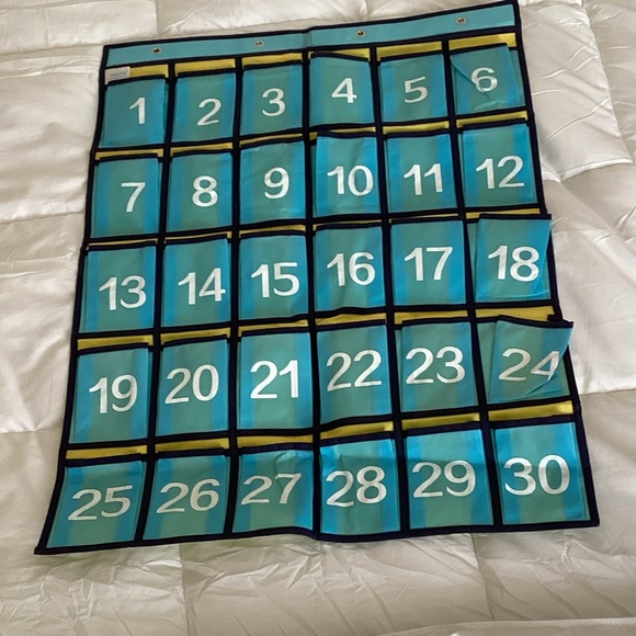 Blue and Yellow Numbered Classroom Phone Organizer Storage Over Door Organizer - Picture 1 of 4